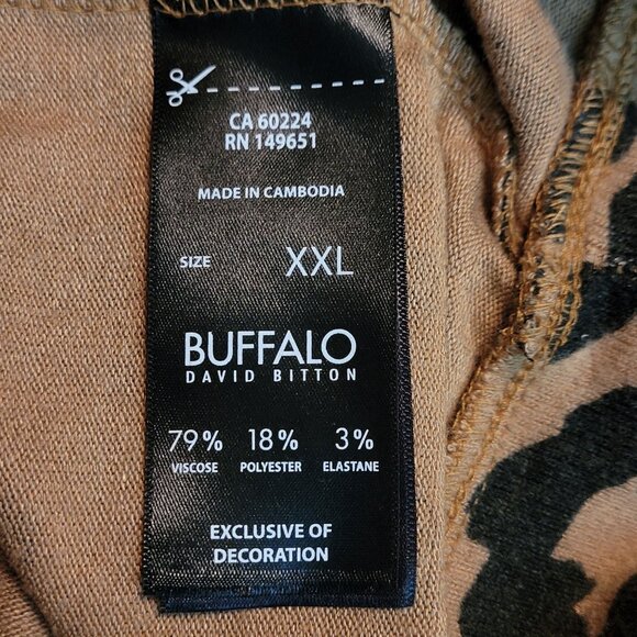 Buffalo David Bitton Jersey Knit Top XXL Cheetah Gold Soft Stretch Knit - Picture 4 of 9